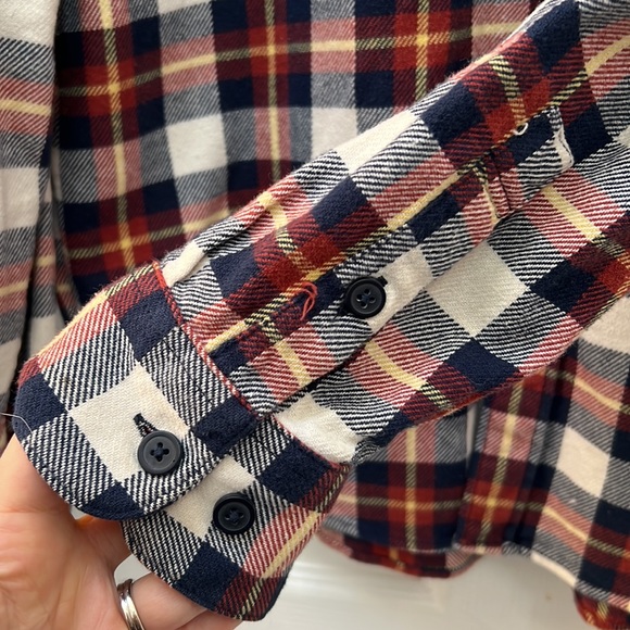 EUC RVCA Men's That’ll Work Flannel Button Down Shirt Navy/Red/Yellow Large - Picture 4 of 9